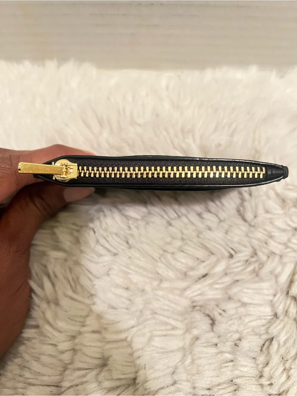 Coach Brown and Black Signature Card Holder with Gold Logo
